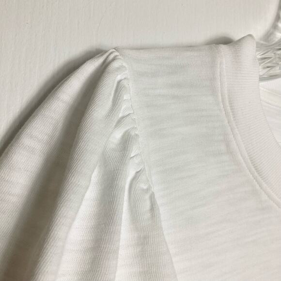 NWOT NATION LTD Top Blouse S”Savannah”Puff Flutter Short Sleeve Optic-White Peru - Picture 4 of 5